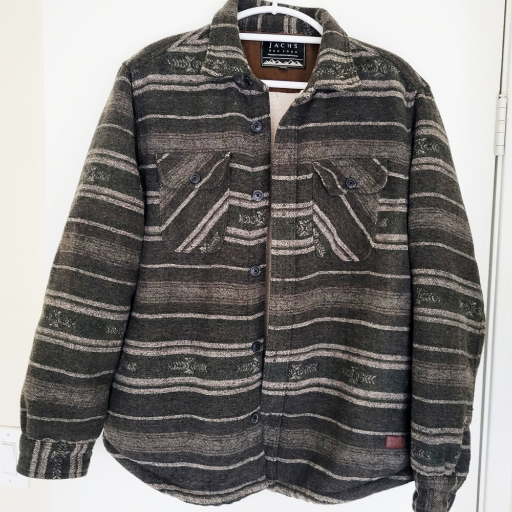 Jachs Men's Striped Jacket L Sherpa Lined Aztec Western Outdoor